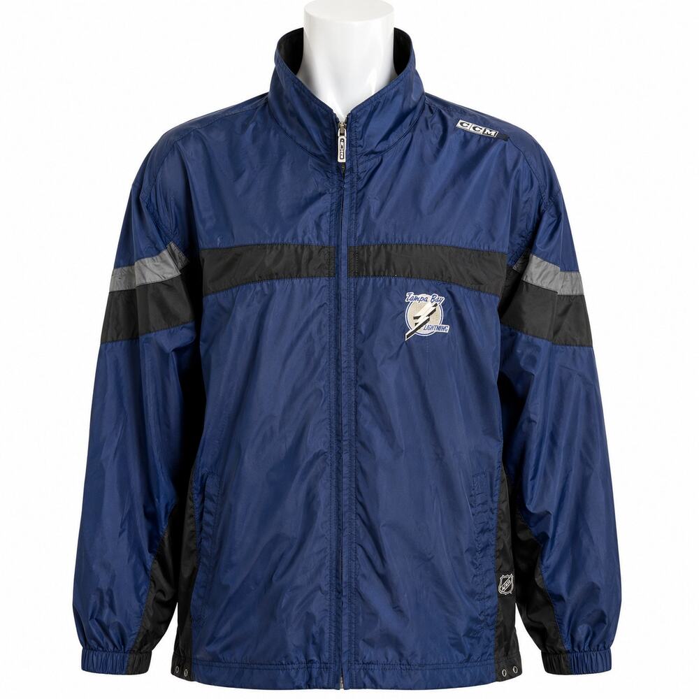 CCM Tampa Bay Lightning NHL Full Zip Windbreaker Jacket Men's XL Blue Hockey